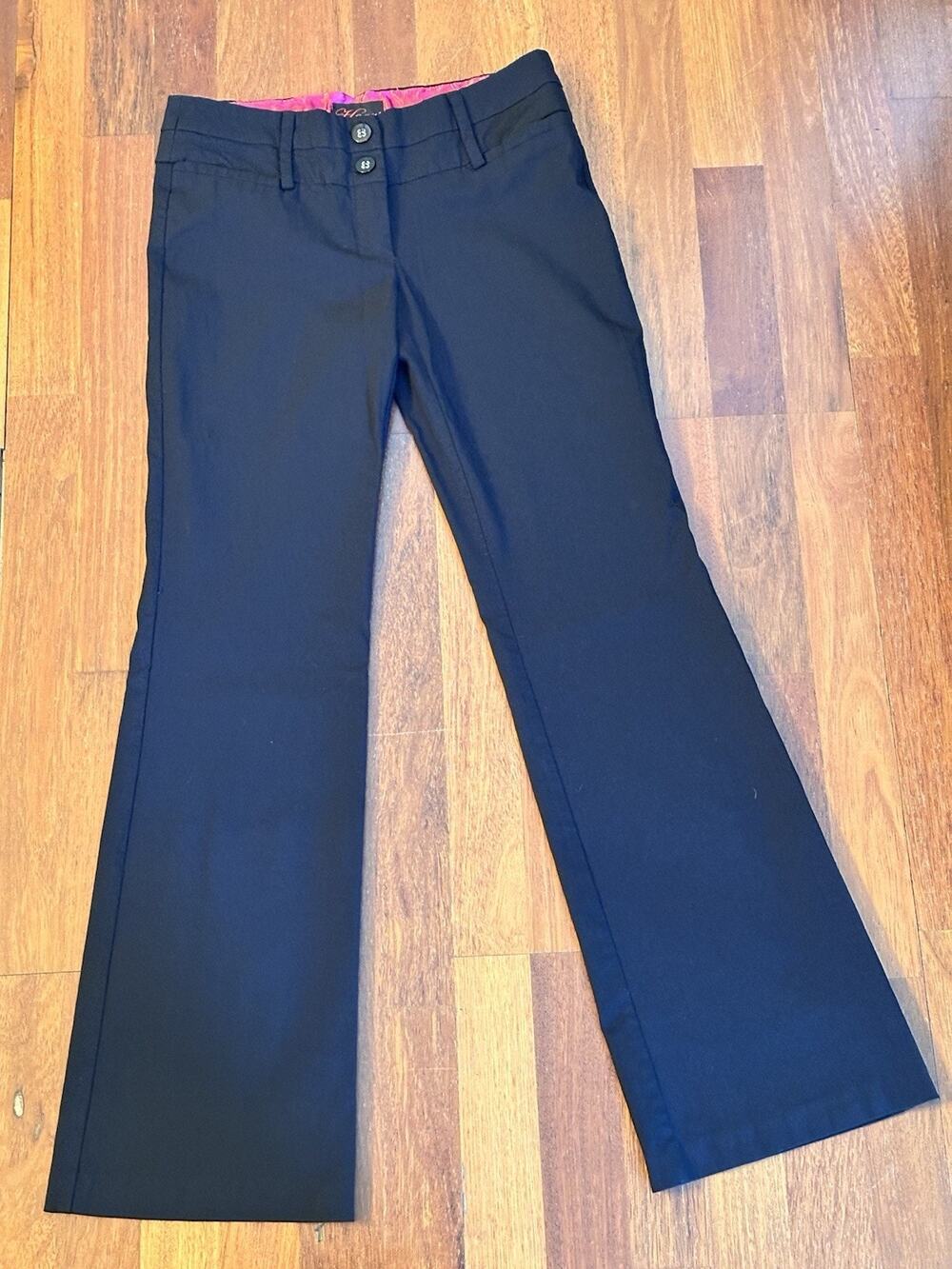 Vintage Y2K Dress Pants Women Size 8 Black Low Rise Wide Office Siren Corpcore